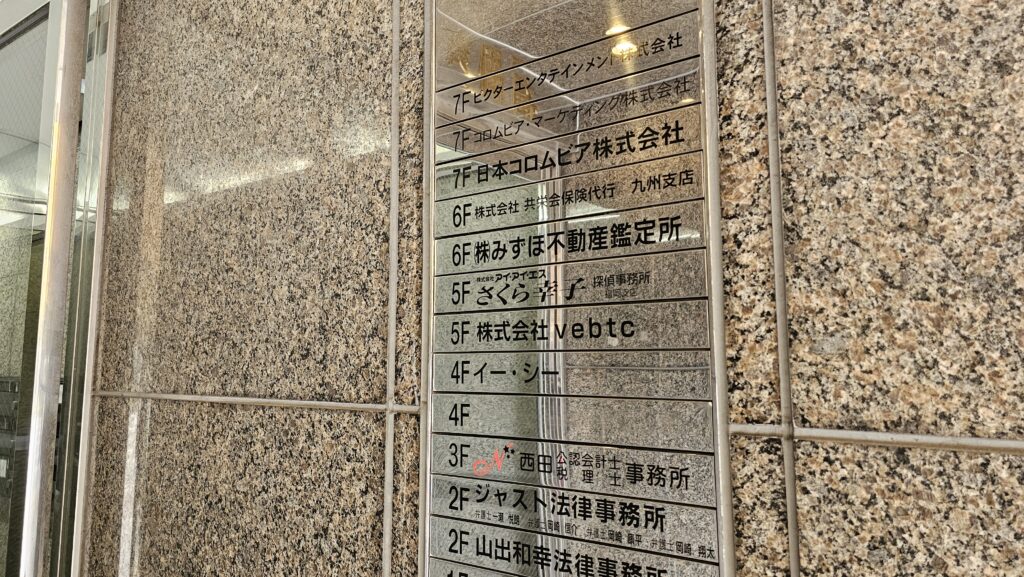 さくら幸子探偵事務所ビル案内板